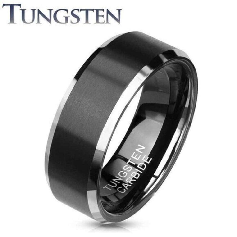 Black Brushed Center‎ Black Tungsten Carbide Ring Size 10